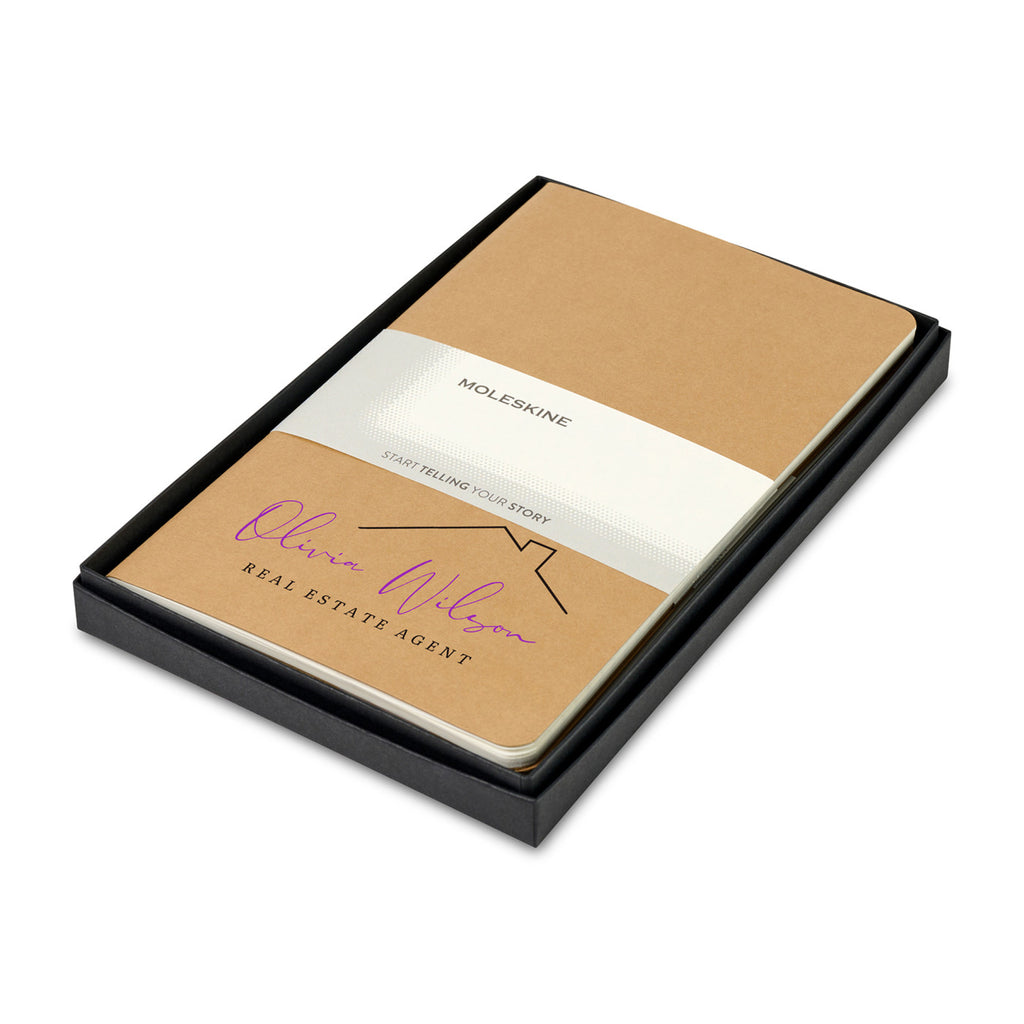 Moleskine Cahier Journals in a Gift Box, Large Debossing - Kraft - View 1