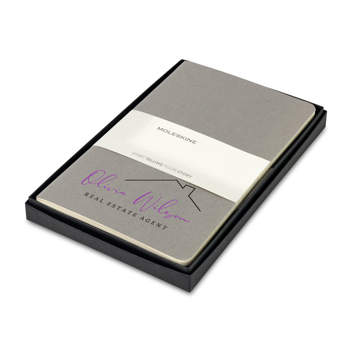 Moleskine Cahier Journals in a Gift Box, Large Debossing - Pebble Grey - View 1