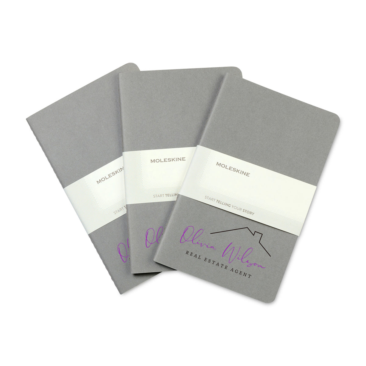 Moleskine Cahier Journals in a Gift Box, Large Debossing - Pebble Grey - View 2