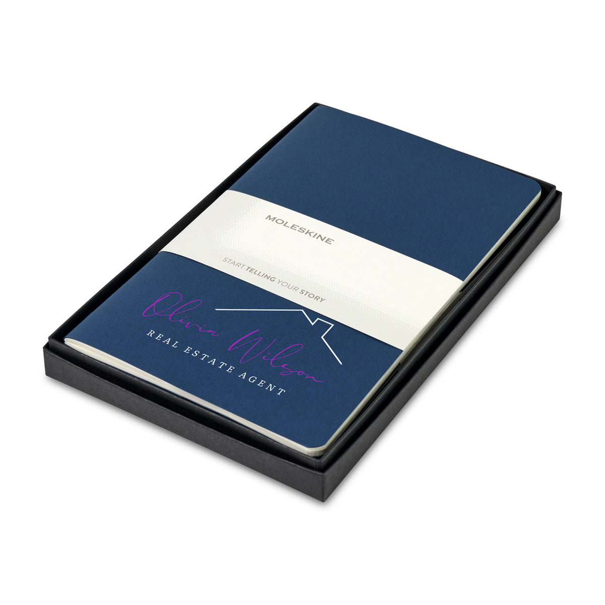 Moleskine Cahier Journals in a Gift Box, Large Debossing - Sapphire Blue - View 1