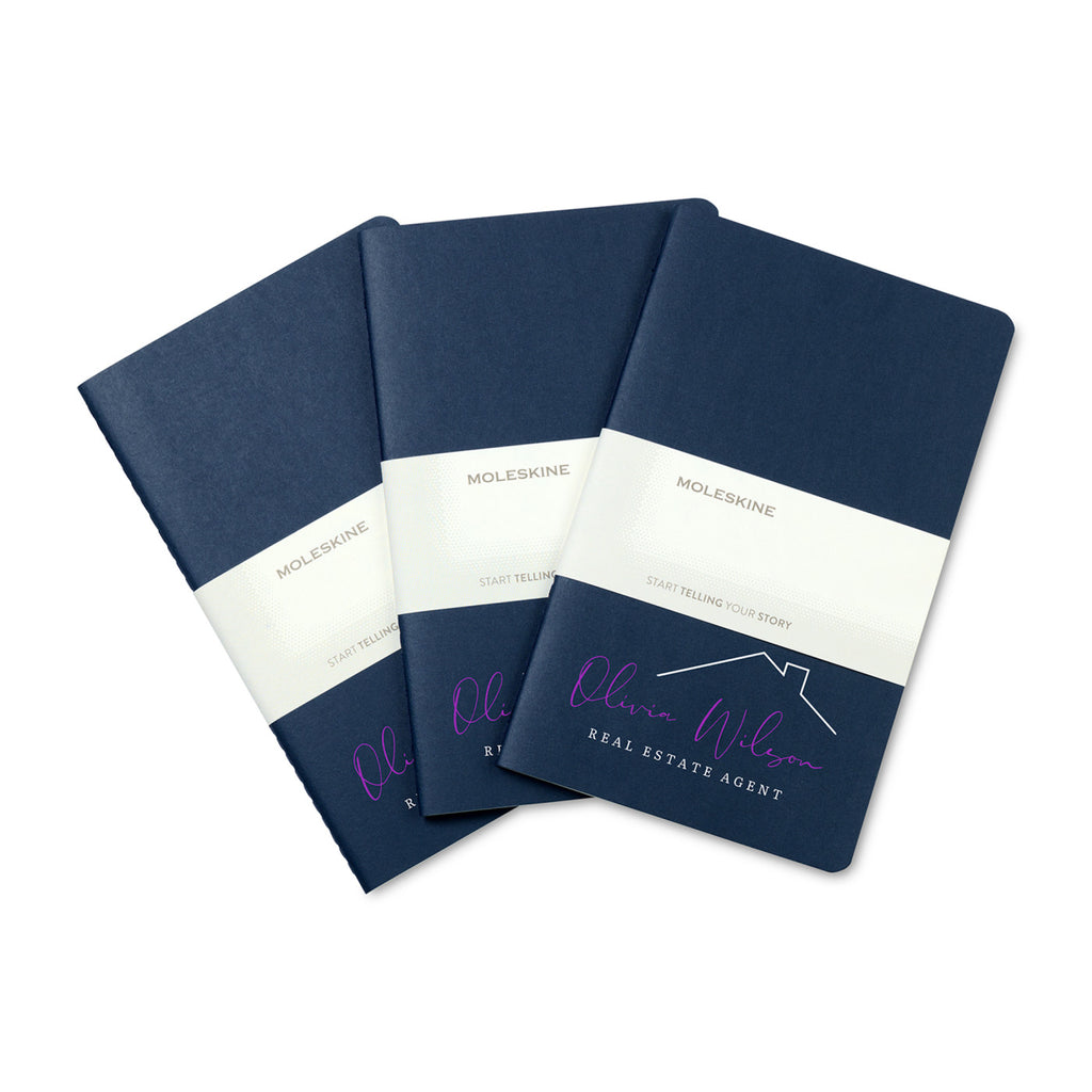 Moleskine Cahier Journals in a Gift Box, Large Debossing - Sapphire Blue - View 2