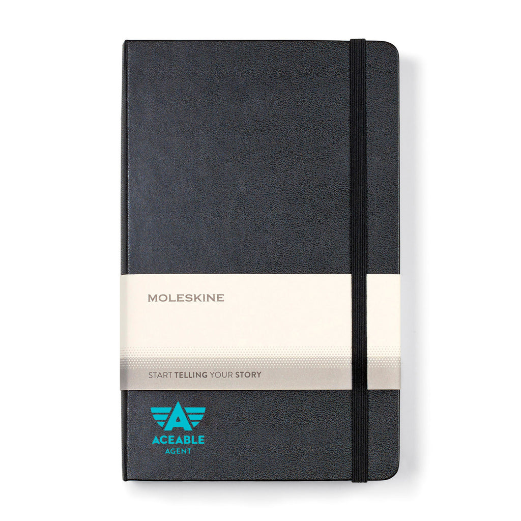 Moleskine Expanded Hard Cover Ruled Notebook, Large Debossing - Black - View 1