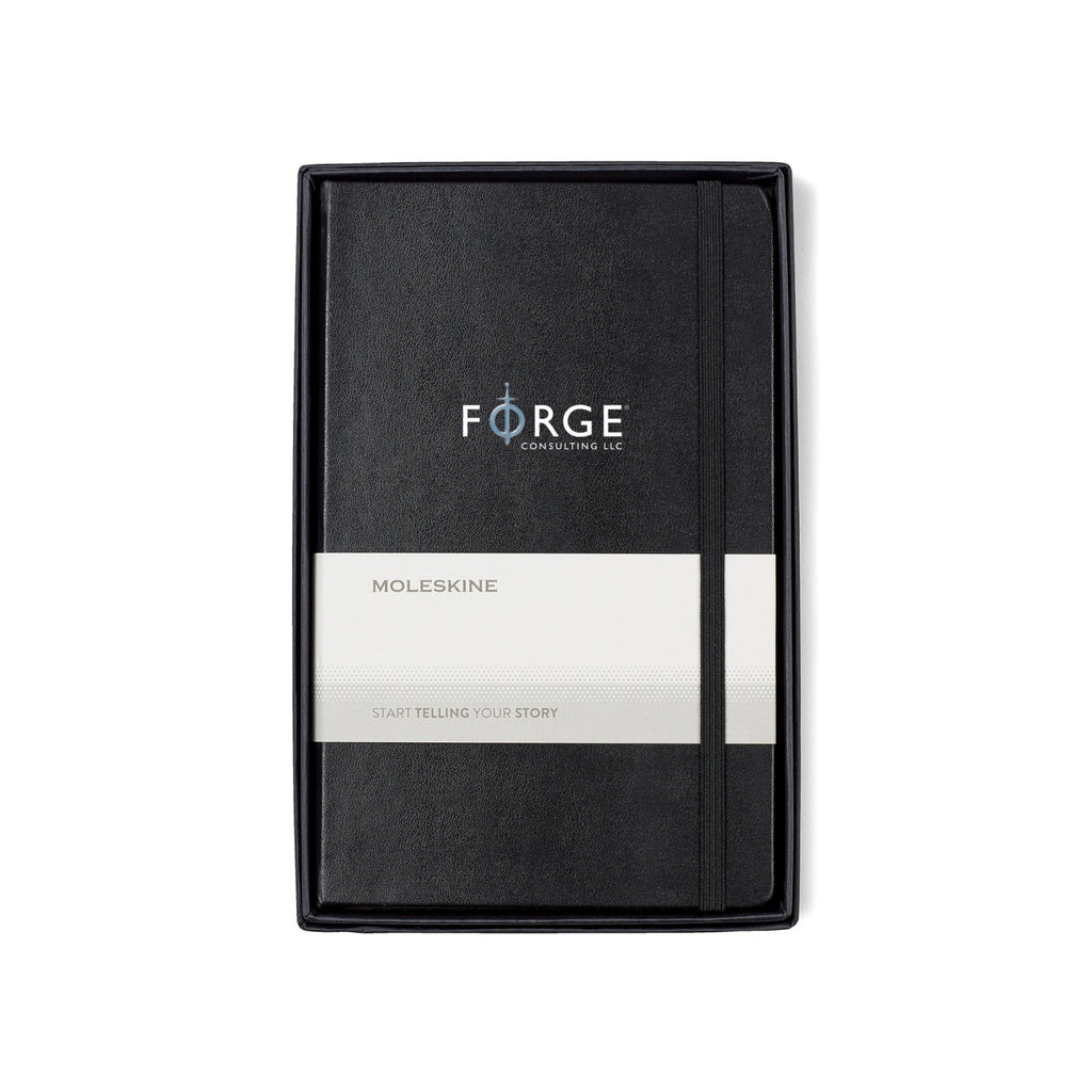 Moleskine Hard Cover Notebook in a Gift Box, Large Laser Engraving - Black - View 1