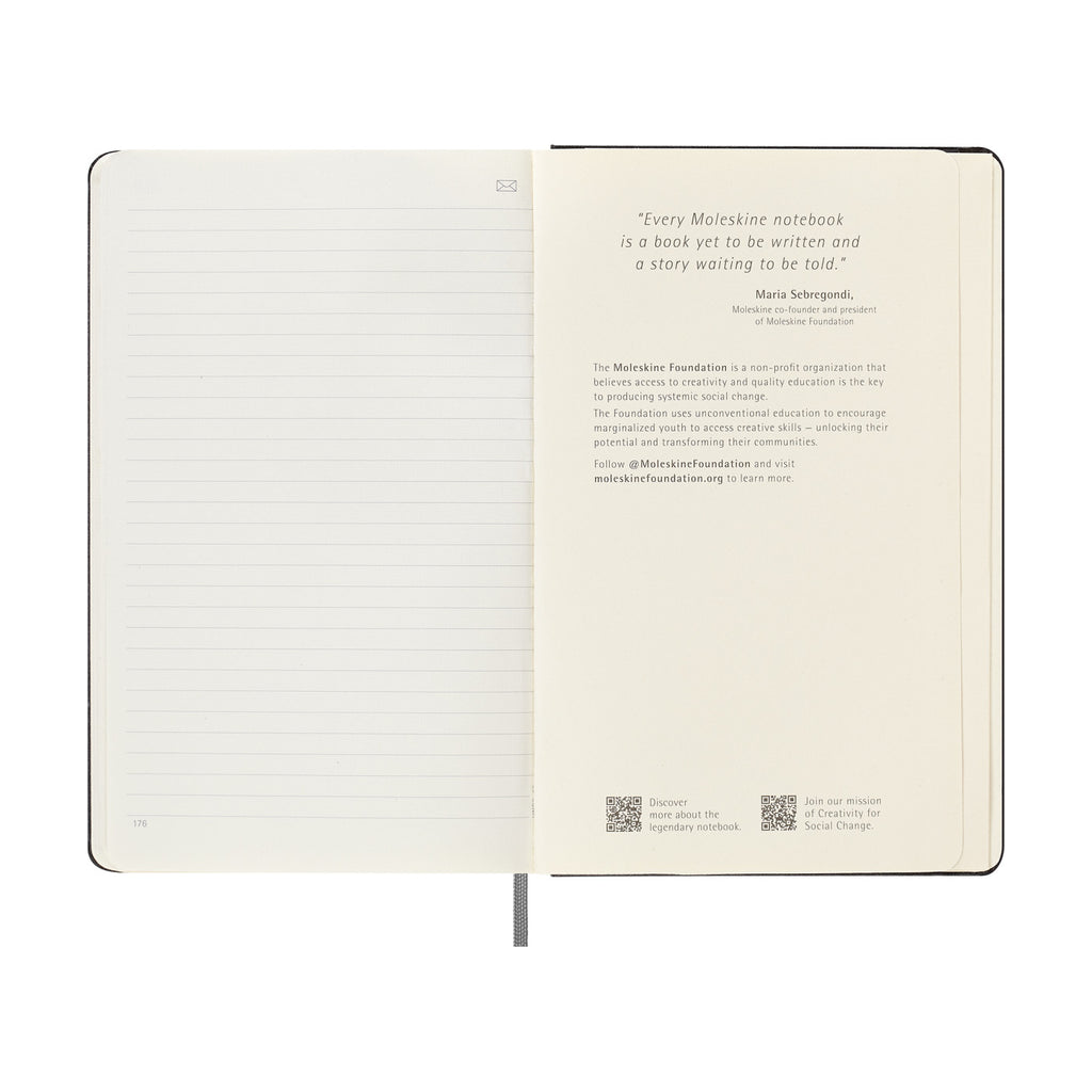 Moleskine Hard Cover Smart Notebook, Ruled, Large Debossing - Black - View 5