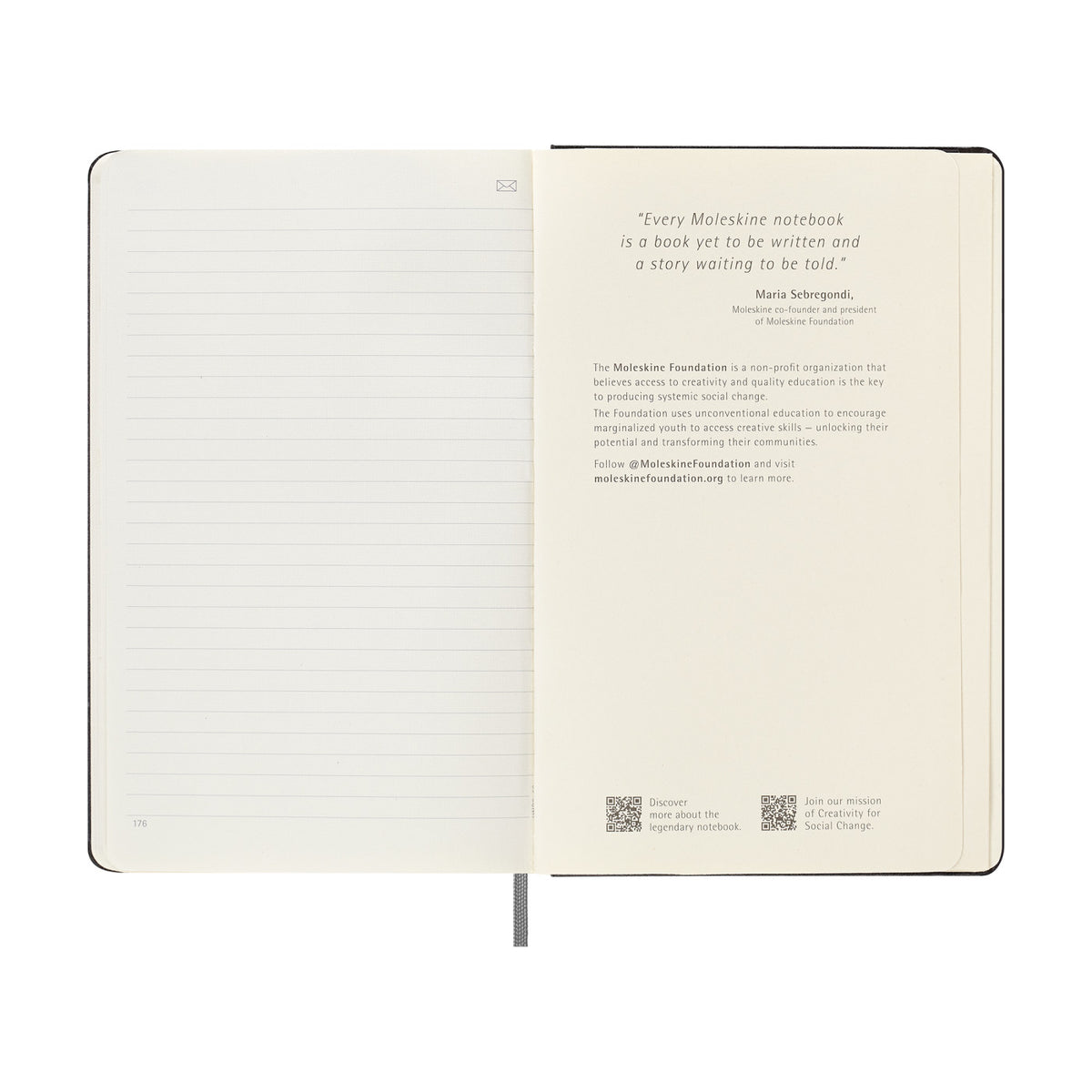 Moleskine Hard Cover Smart Notebook, Ruled, Large Debossing - Black - View 5