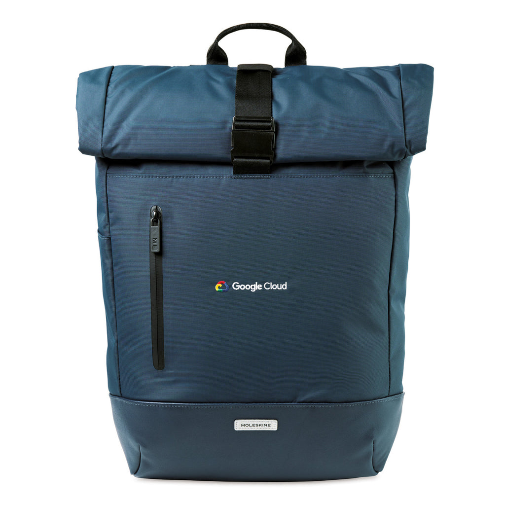 Moleskine Metro Roll Top Laptop Backpack, 30 L Embroidery - Sapphire Blue - View 1