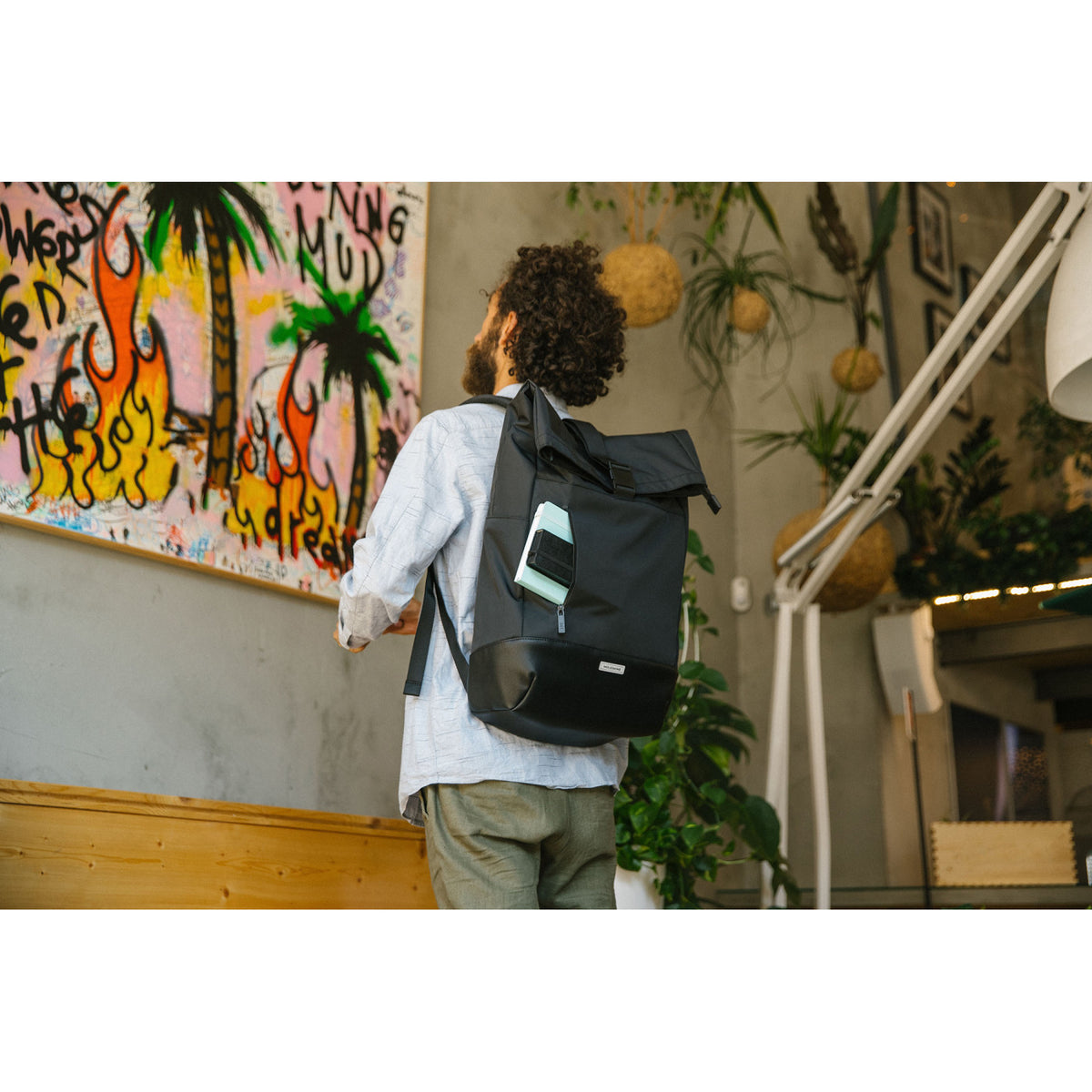 Moleskine Metro Roll Top Laptop Backpack, 30 L Transfer - Black - View 10