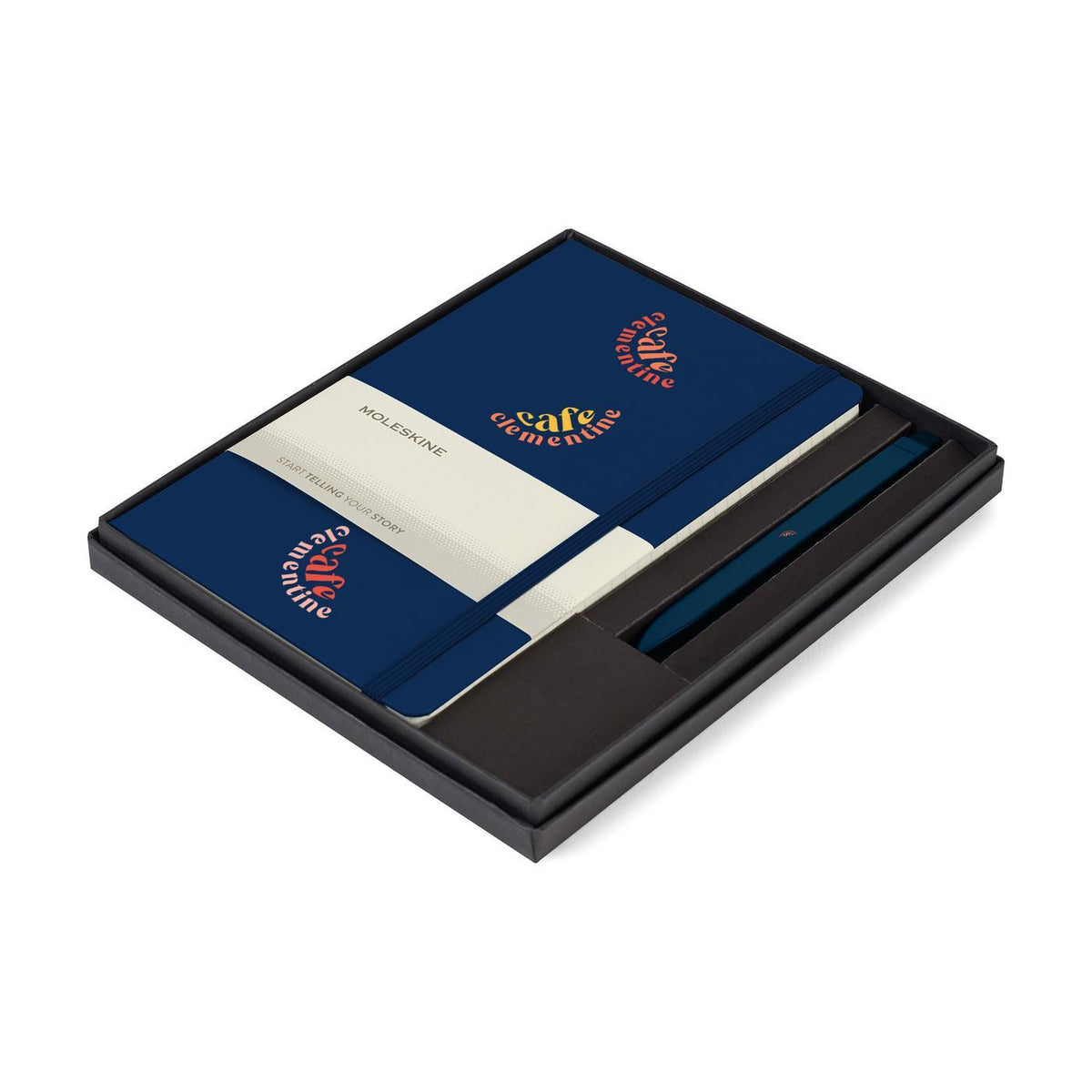 Moleskine Notebook and GO Pen Gift Set, Large Debossing - Navy Blue / Sapphire Blue - View 1