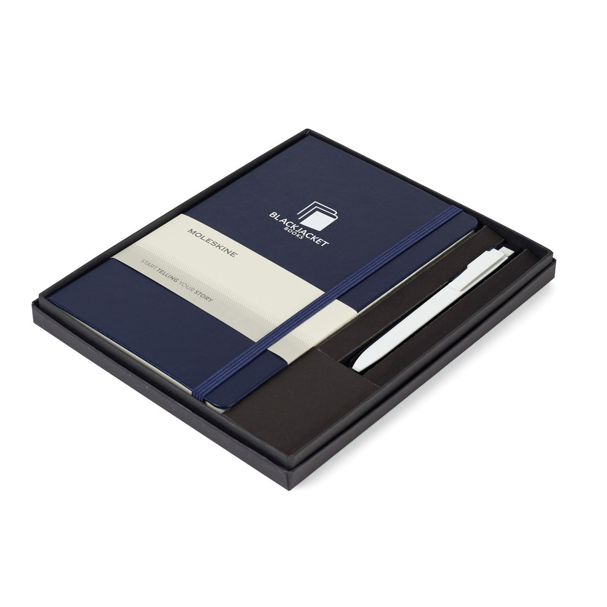 Moleskine Notebook and GO Pen Gift Set, Large Debossing - Navy Blue/White - View 1