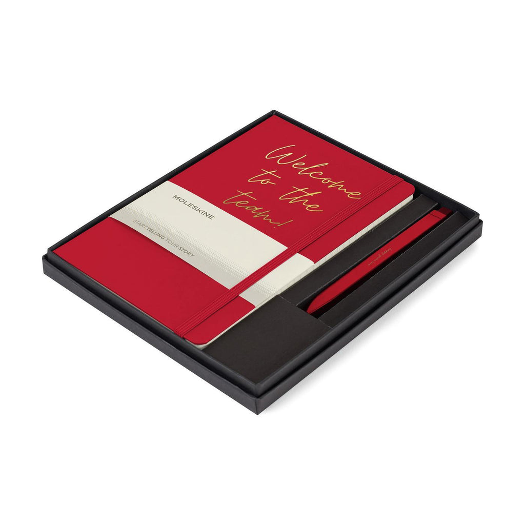 Moleskine Notebook and GO Pen Gift Set, Large Debossing - Scarlet Red - View 1