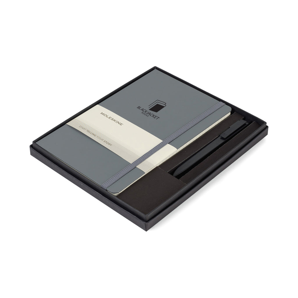 Moleskine Notebook and GO Pen Gift Set, Large - Slate Grey/Black - View 1