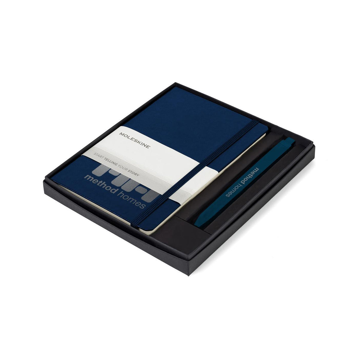 Moleskine Notebook and GO Pen Gift Set, Medium Debossing - Navy Blue / Sapphire Blue - View 1