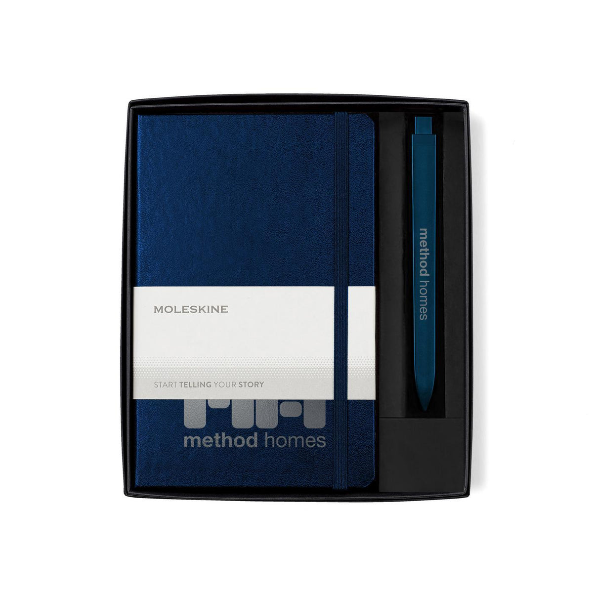 Moleskine Notebook and GO Pen Gift Set, Medium Debossing - Navy Blue / Sapphire Blue - View 2