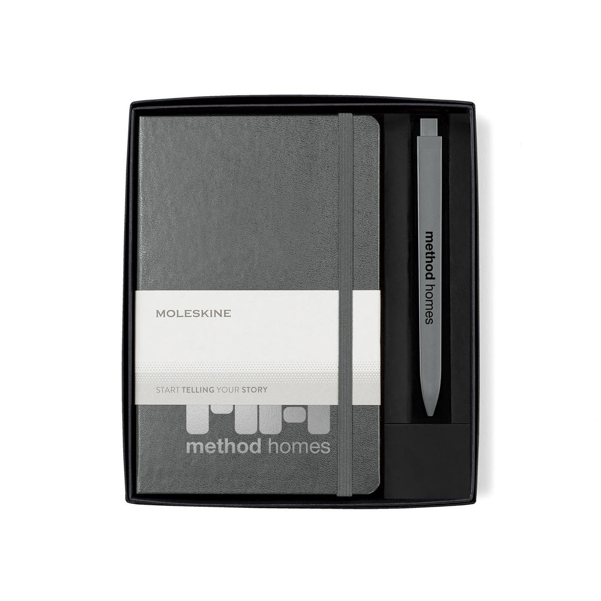 Moleskine Notebook and GO Pen Gift Set, Medium Debossing - Slate Grey / Slate Grey - View 2