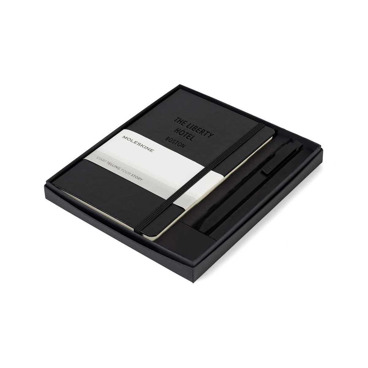 Moleskine Notebook and GO Pen Gift Set, Medium Laser Engraving - Black - View 1