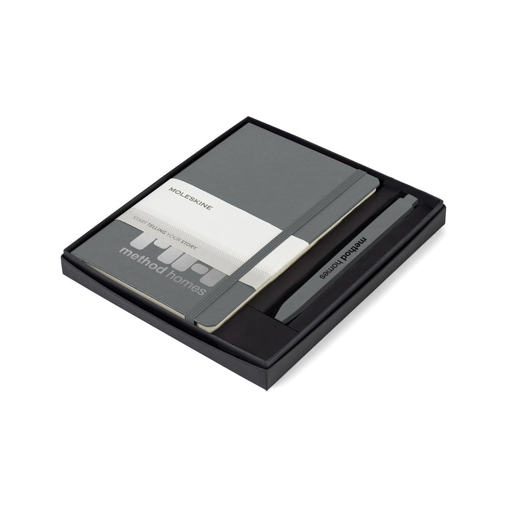 Moleskine Notebook and GO Pen Gift Set, Medium Laser Engraving - Slate Grey / Slate Grey - View 1