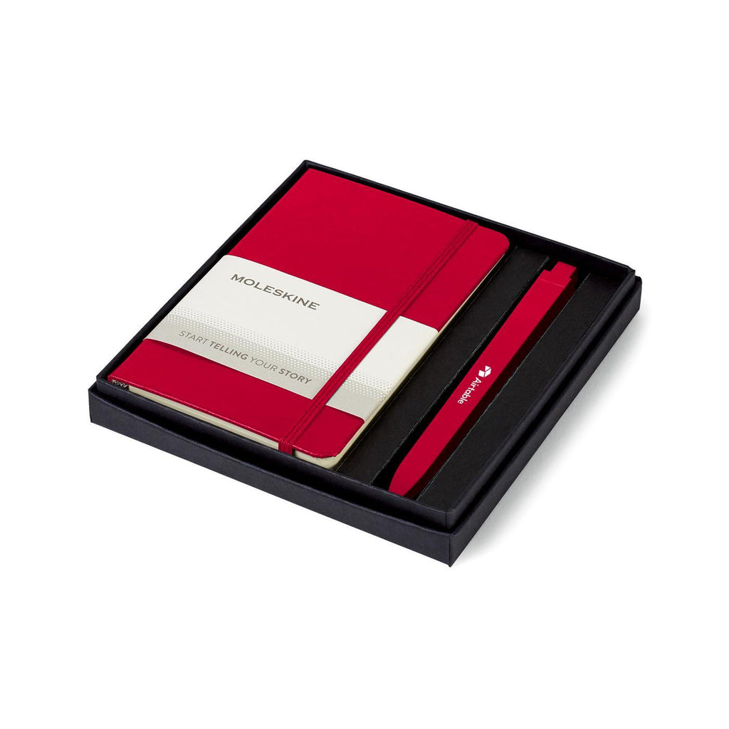 Moleskine Notebook and GO Pen Gift Set, Pocket Debossing - Scarlet Red - View 1