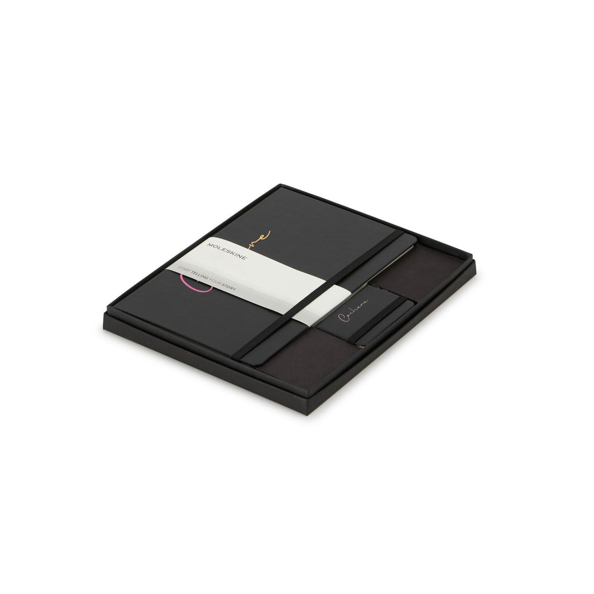 Moleskine Notebook and Mini Notebook Charm Gift Set, Large Debossing - Black - View 1