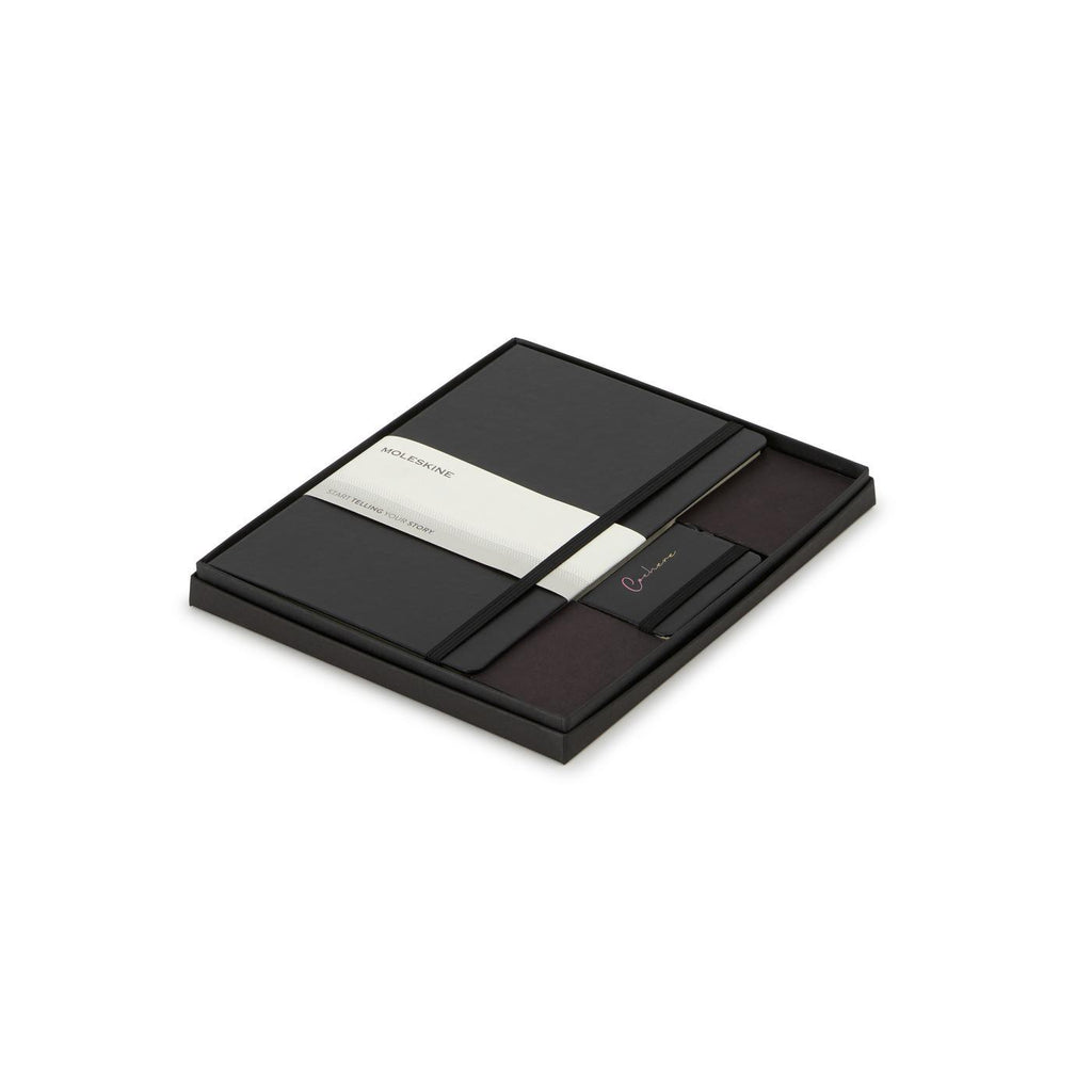 Moleskine Notebook and Mini Notebook Charm Gift Set, Large Debossing - Black - View 2