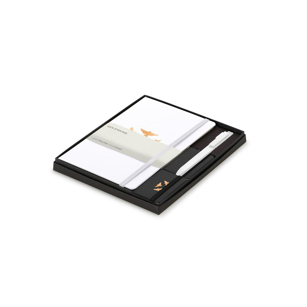 Moleskine Notebook, GO Pen and Mini Charm Gift Set, Large - White/Black - View 1