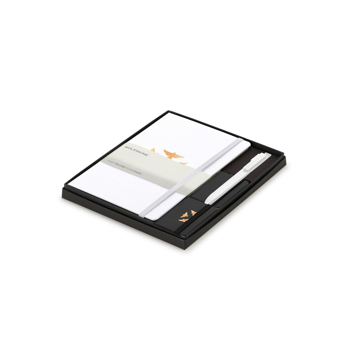 Moleskine Notebook, GO Pen and Mini Charm Gift Set, Large - White/Black - View 1
