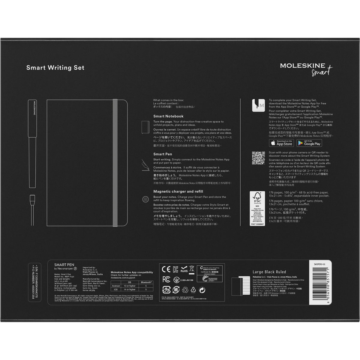 Moleskine Smart Writing Set with Smart Pen and Notebook, Large - Black - View 9