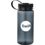 Montego Sports Bottle with Tethered Lid, 21 oz - Transparent Black - Front