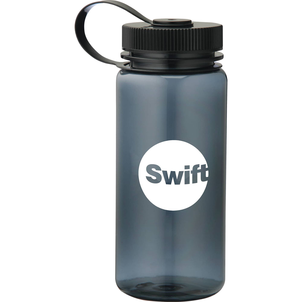 Montego Sports Bottle with Tethered Lid, 21 oz - Transparent Black - Front