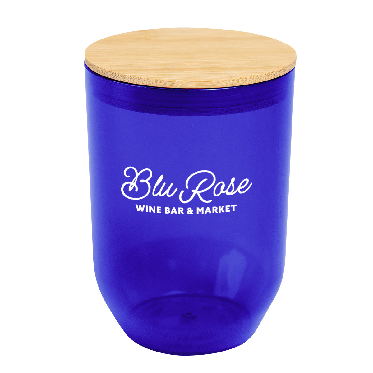 Montrose Wine Tumbler with Bamboo Lid, 12 oz - Blue - Silk Screen