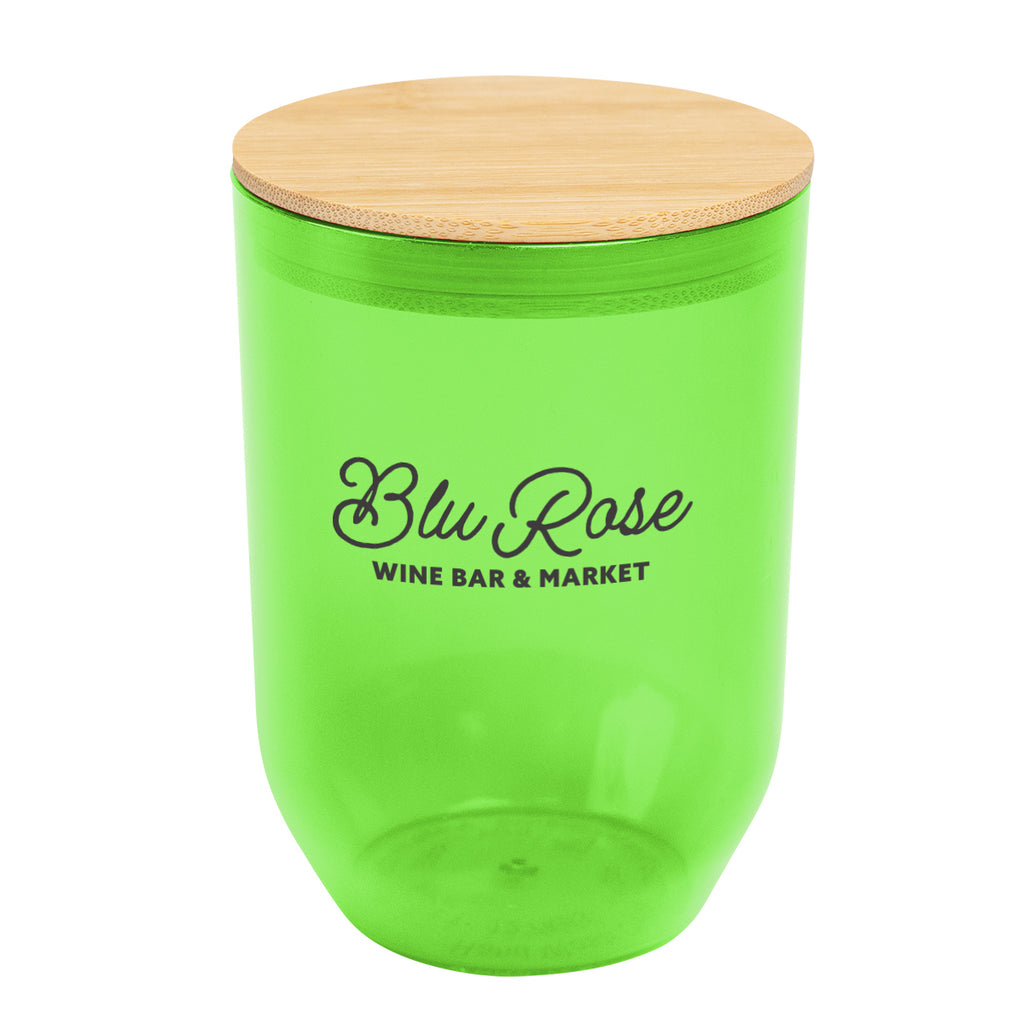 Montrose Wine Tumbler with Bamboo Lid, 12 oz - Lime Green - Silk Screen