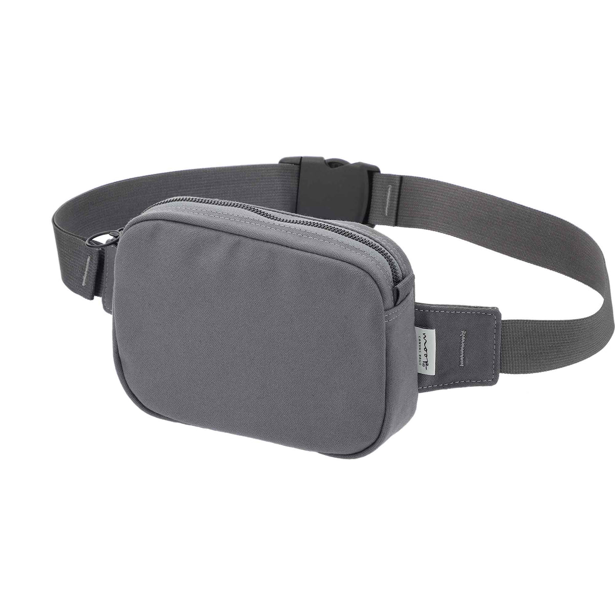Moop Fanny Pack in Cotton Canvas Embroidery - Navy - Left Angle 2