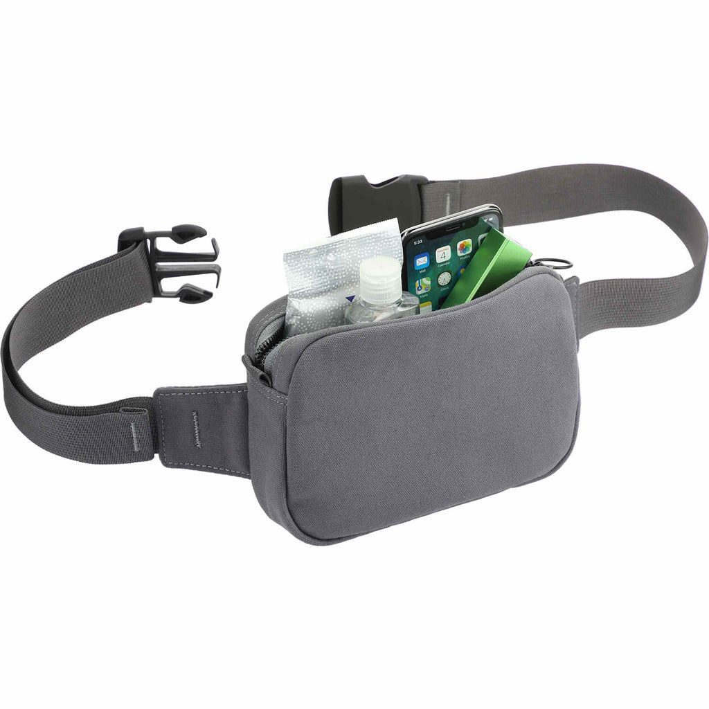 Moop Fanny Pack in Cotton Canvas Embroidery - Navy - Right Angle 4
