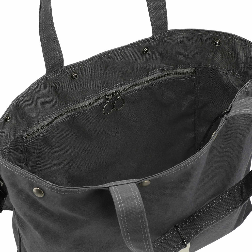 Moop Porter Canvas Tote with Crossbody Strap Embroidery - Gray - Right Angle 3