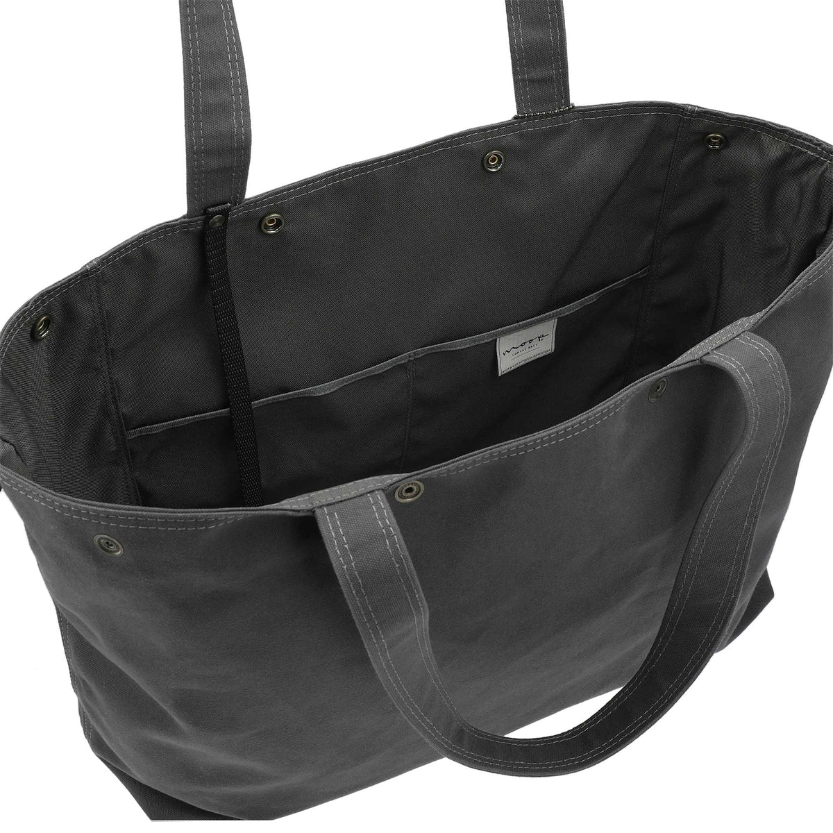 Moop Porter Canvas Tote with Crossbody Strap Embroidery - Gray - Right Angle 4