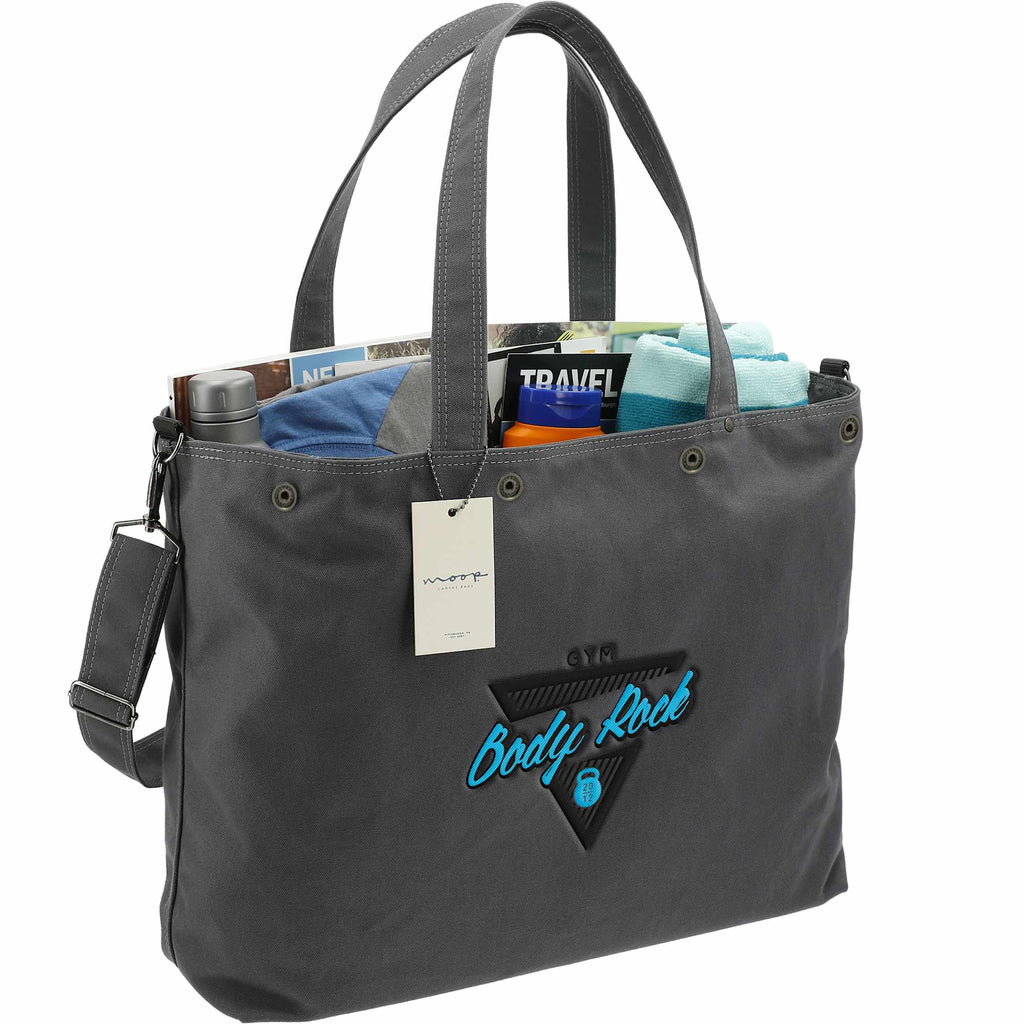 Moop Porter Canvas Tote with Crossbody Strap Transfer - Gray - Right Angle 2