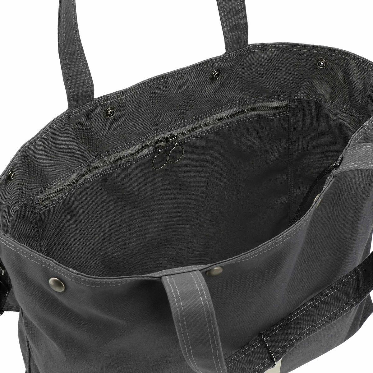 Moop Porter Canvas Tote with Crossbody Strap Transfer - Gray - Right Angle 3