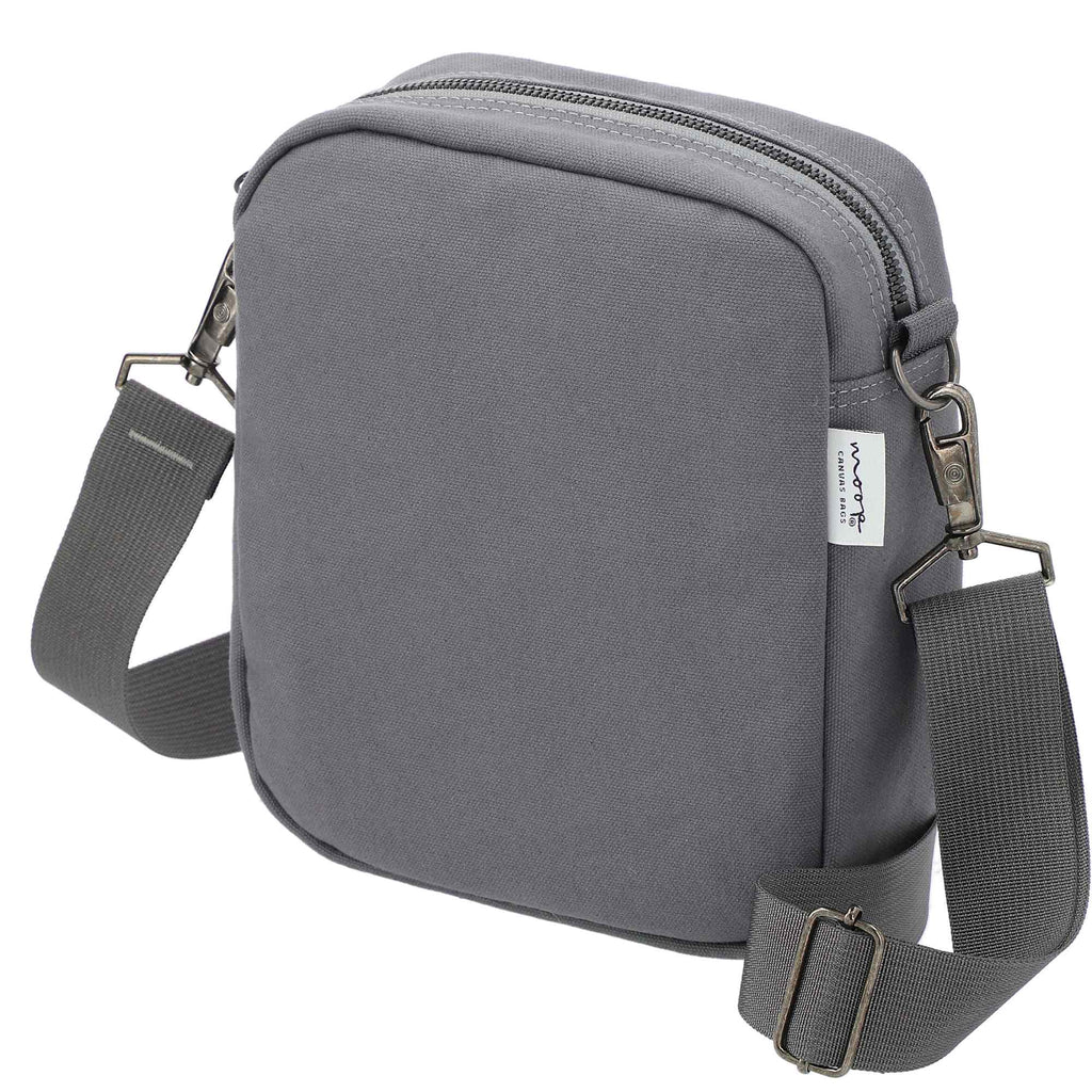 Moop Wayfinder Waxed Canvas Crossbody Bag Transfer - Navy - Left Angle 3