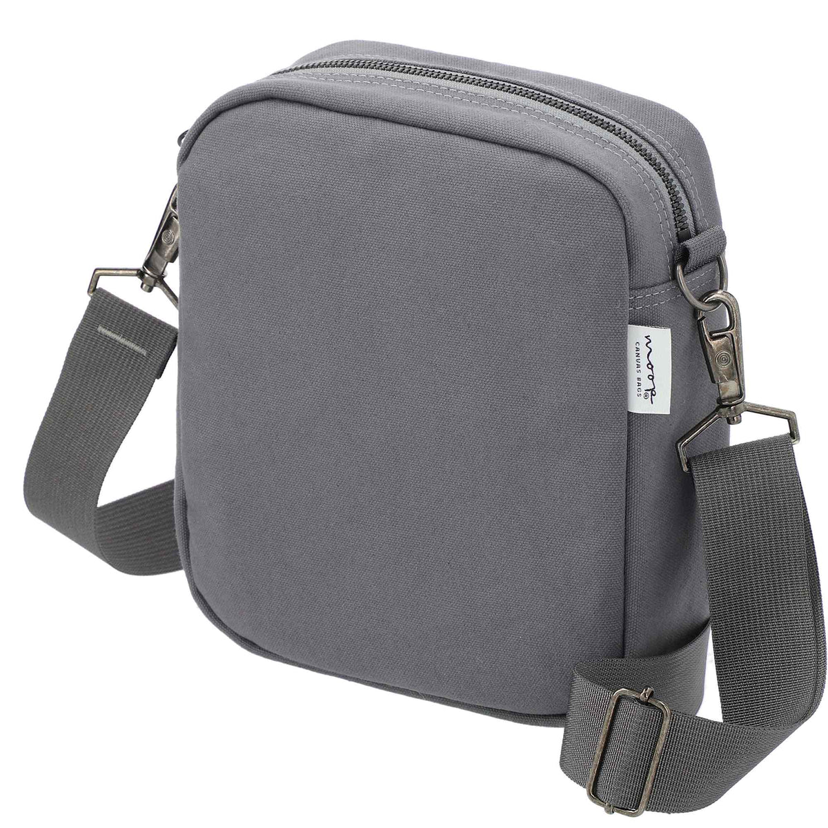 Moop Wayfinder Waxed Canvas Crossbody Bag Transfer - Navy - Left Angle 3