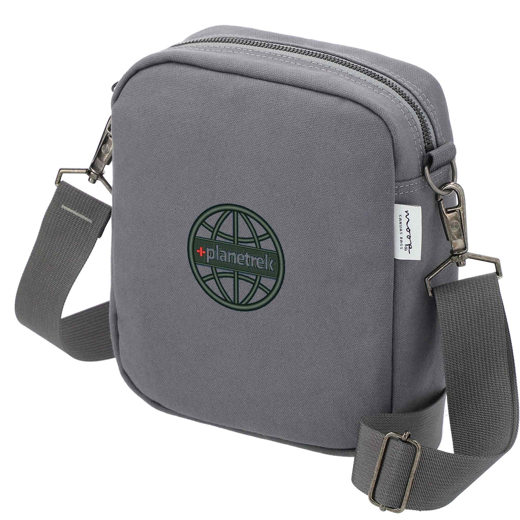 Moop Wayfinder Waxed Canvas Crossbody Bag Transfer - Navy - Left Angle