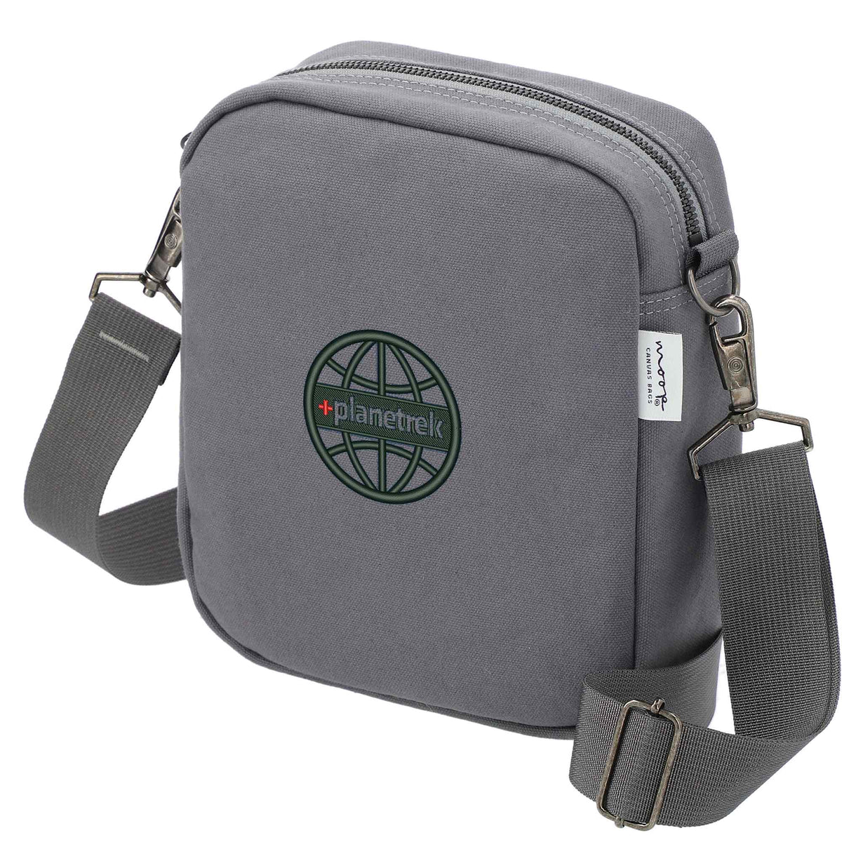 Moop Wayfinder Waxed Canvas Crossbody Bag Transfer - Navy - Left Angle