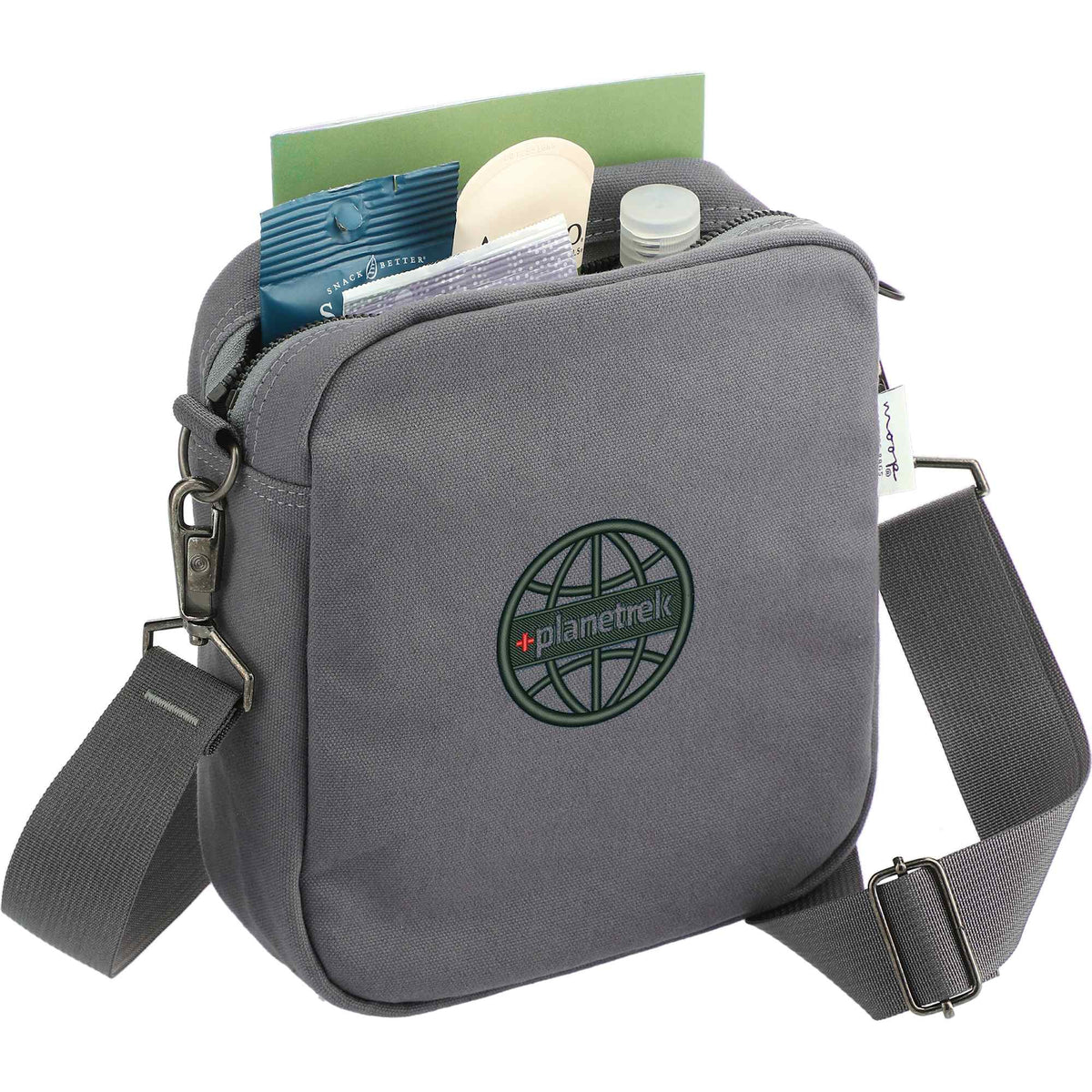 Moop Wayfinder Waxed Canvas Crossbody Bag Transfer - Navy - Right Angle 2