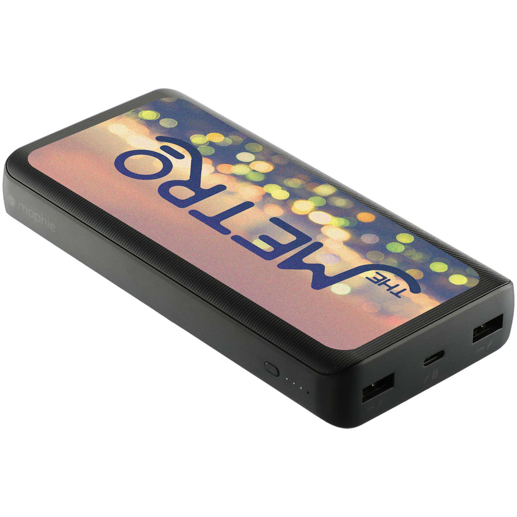 Mophie Power Boost Three-Port Power Bank, 20,000 mAh Full Color - Black - Left Angle