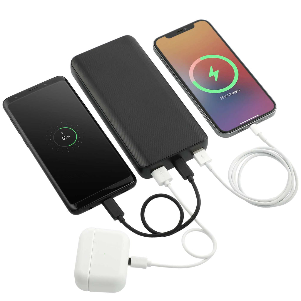 Mophie Power Boost Three-Port Power Bank, 20,000 mAh Full Color - Black - Right Angle 3