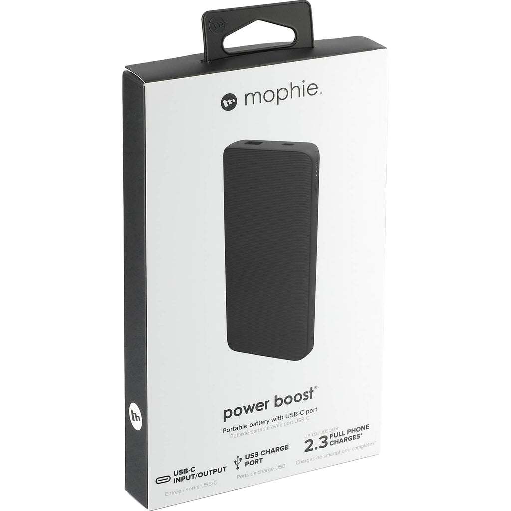 Mophie Power Boost Two-Port Power Bank, 10,000 mAh Full Color - Black - Right Angle 2