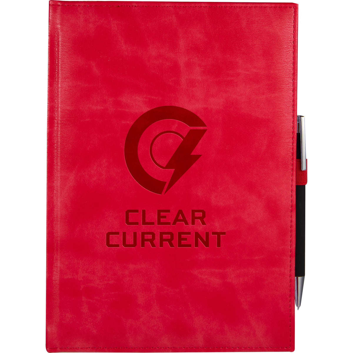Morano Marbled Large Journal, 7 x 10 Inches Debossing - Red - Front