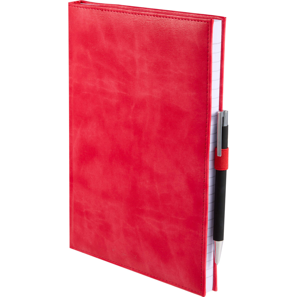 Morano Marbled Large Journal, 7 x 10 Inches Debossing - Red - Left Angle