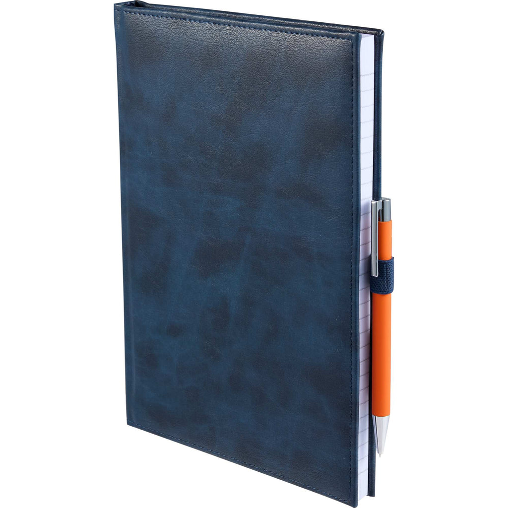 Morano Marbled Large Journal, 7 x 10 Inches - Navy - Left Angle