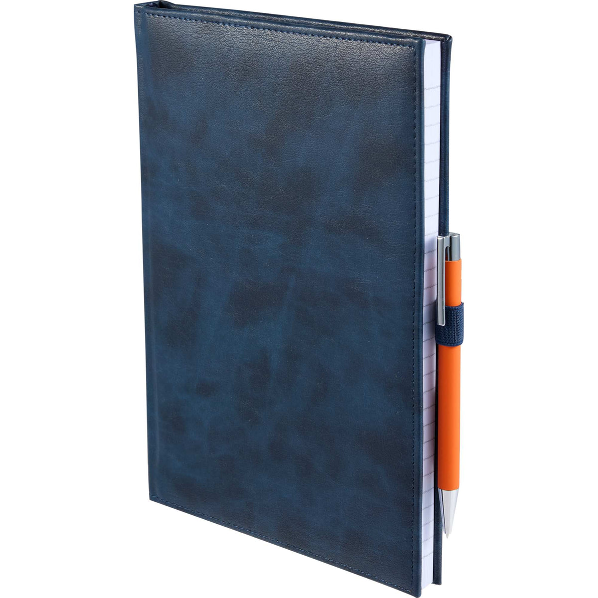 Morano Marbled Large Journal, 7 x 10 Inches - Navy - Left Angle