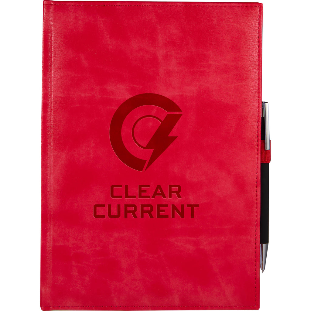 Morano Marbled Large Journal, 7 x 10 Inches - Red - Front