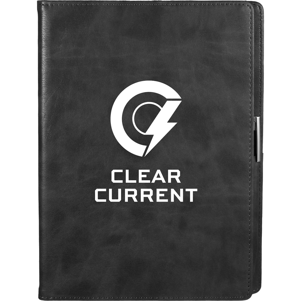 Morano Marbled Refillable Journal, 7 x 10 Inches - Black - Front